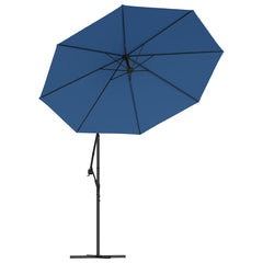 vidaXL Cantilever Garden Parasol with LED Lights and Steel Pole 300 cm Azure 5