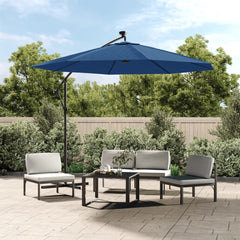 vidaXL Cantilever Garden Parasol with LED Lights and Steel Pole 300 cm Azure 1