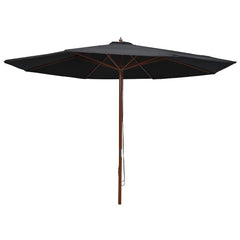 vidaXL Garden Parasol with Wooden Pole 350 cm Black 1