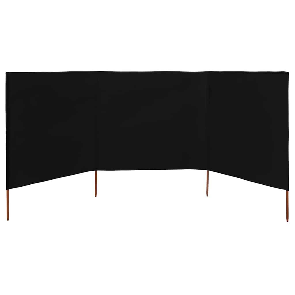 vidaXL 3-panel Wind Screen Fabric 400x120 cm Black 3