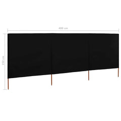 vidaXL 3-panel Wind Screen Fabric 400x120 cm Black 6