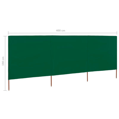 3-panel Wind Screen Fabric 400x160 cm Green