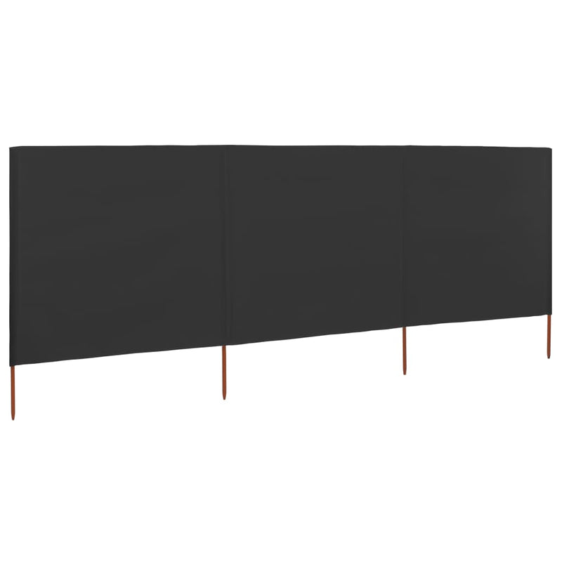 3-panel Wind Screen Fabric 400x160 cm Anthracite