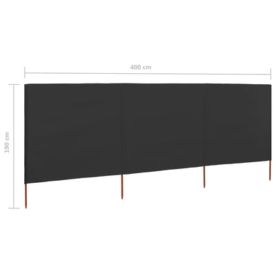 3-panel Wind Screen Fabric 400x160 cm Anthracite