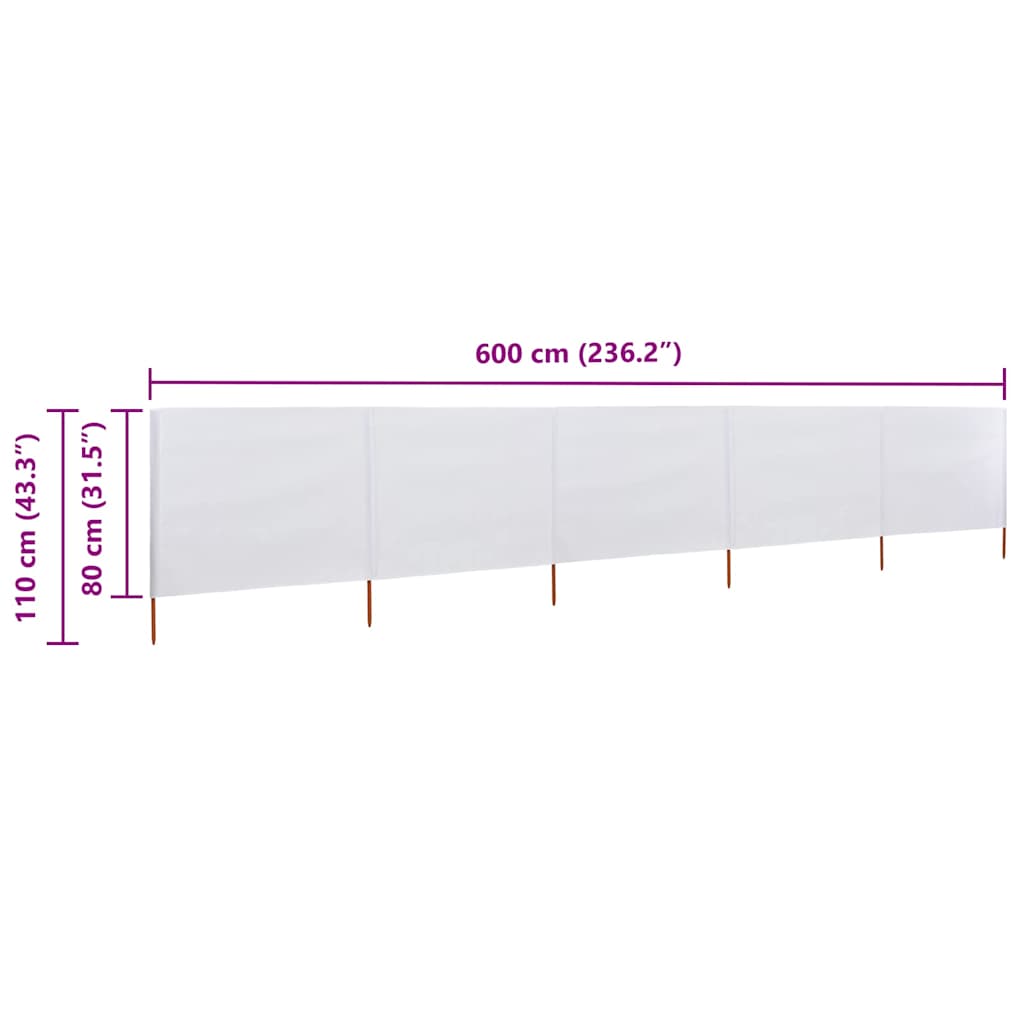 vidaXL Wind Screen | Sand white | Non-woven fabric, wood | Large |  Collapsible 6