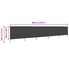 vidaXL Wind Screen | Anthracite | Non-woven fabric, Wood | 600x160 cm 6