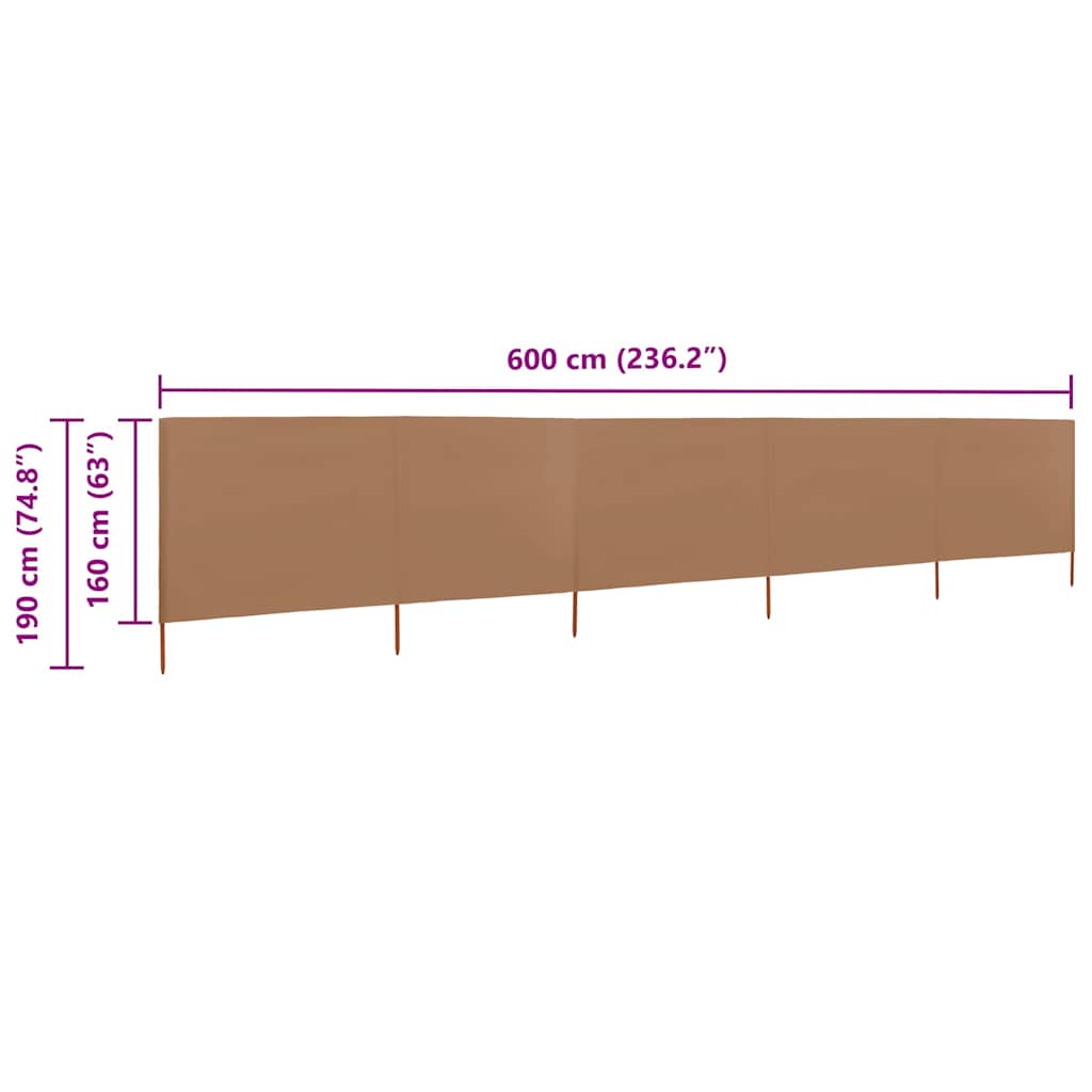 vidaXL Wind Screen | Taupe | Non-woven fabric, Wood | Large | Foldable 6