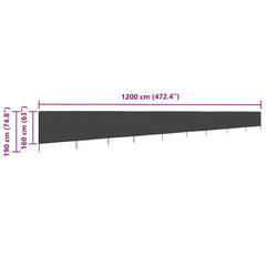 vidaXL 9-panel Wind Screen Fabric 1200x160 cm Anthracite 6