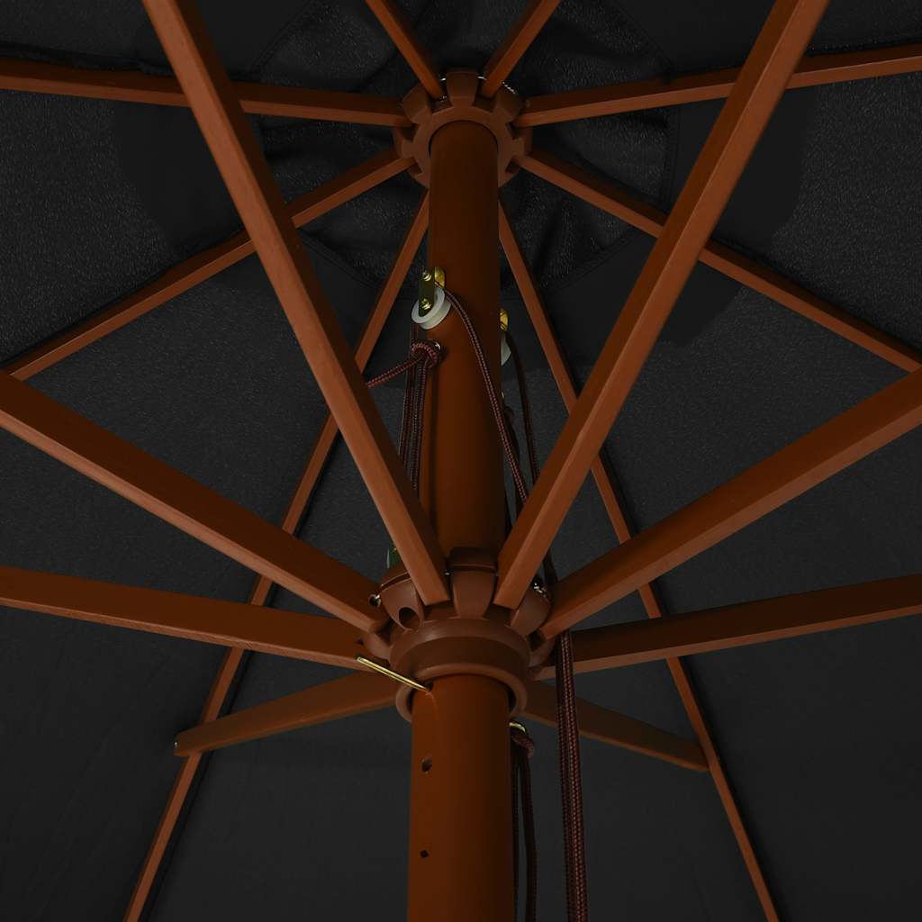 vidaXL Garden Parasol with Wooden Pole 330 cm Anthracite 4