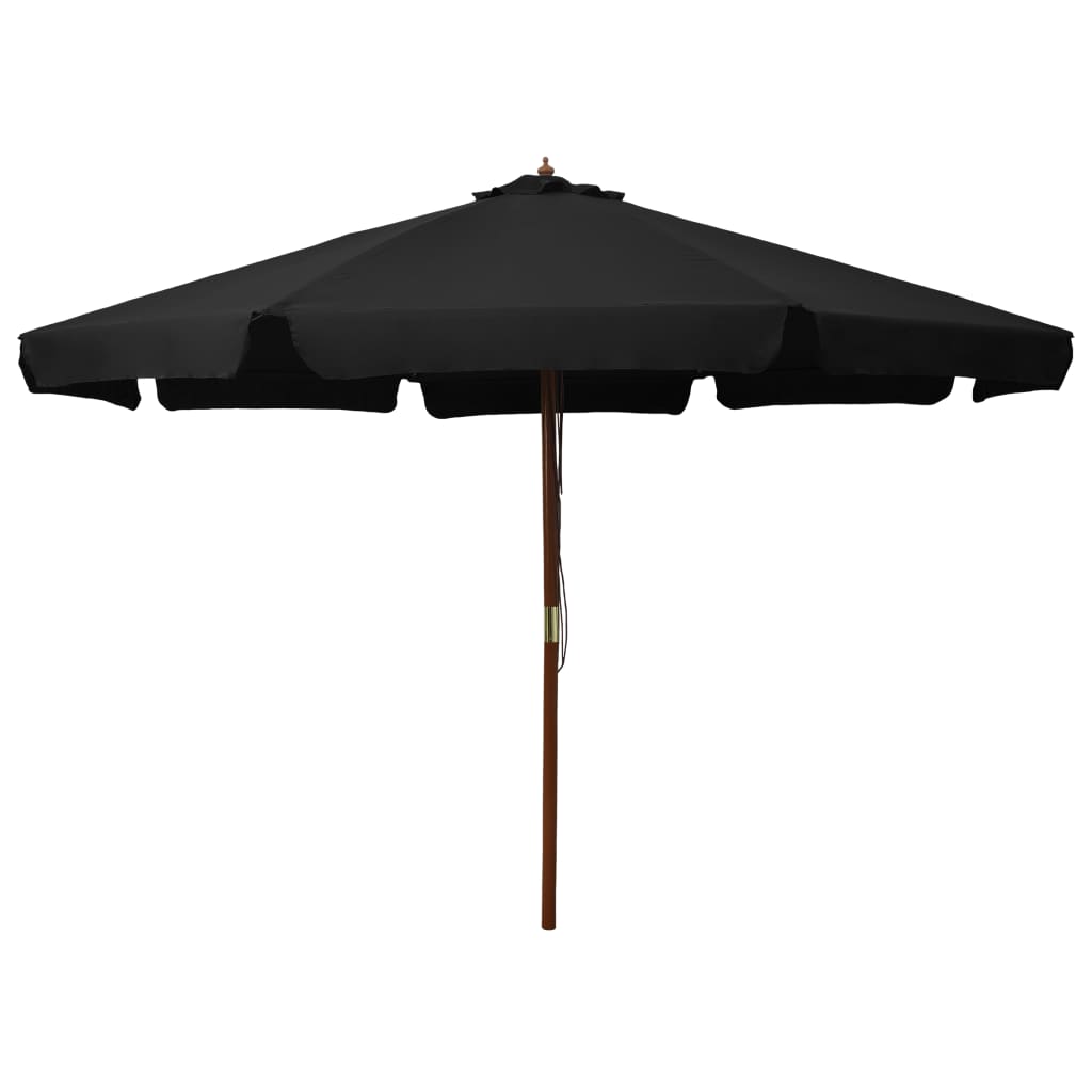 vidaXL Garden Parasol with Wooden Pole 330 cm Black 1