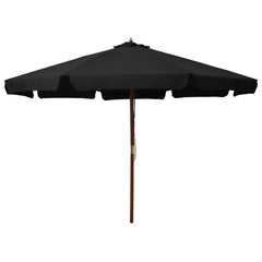 vidaXL Garden Parasol with Wooden Pole 330 cm Black 1