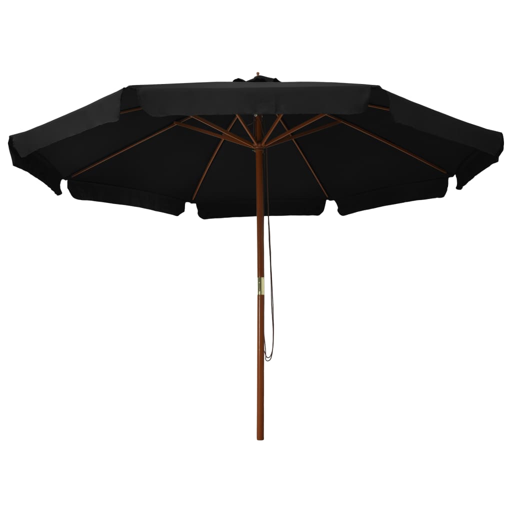 vidaXL Garden Parasol with Wooden Pole 330 cm Black 2