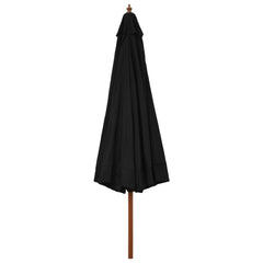 vidaXL Garden Parasol with Wooden Pole 330 cm Black 3
