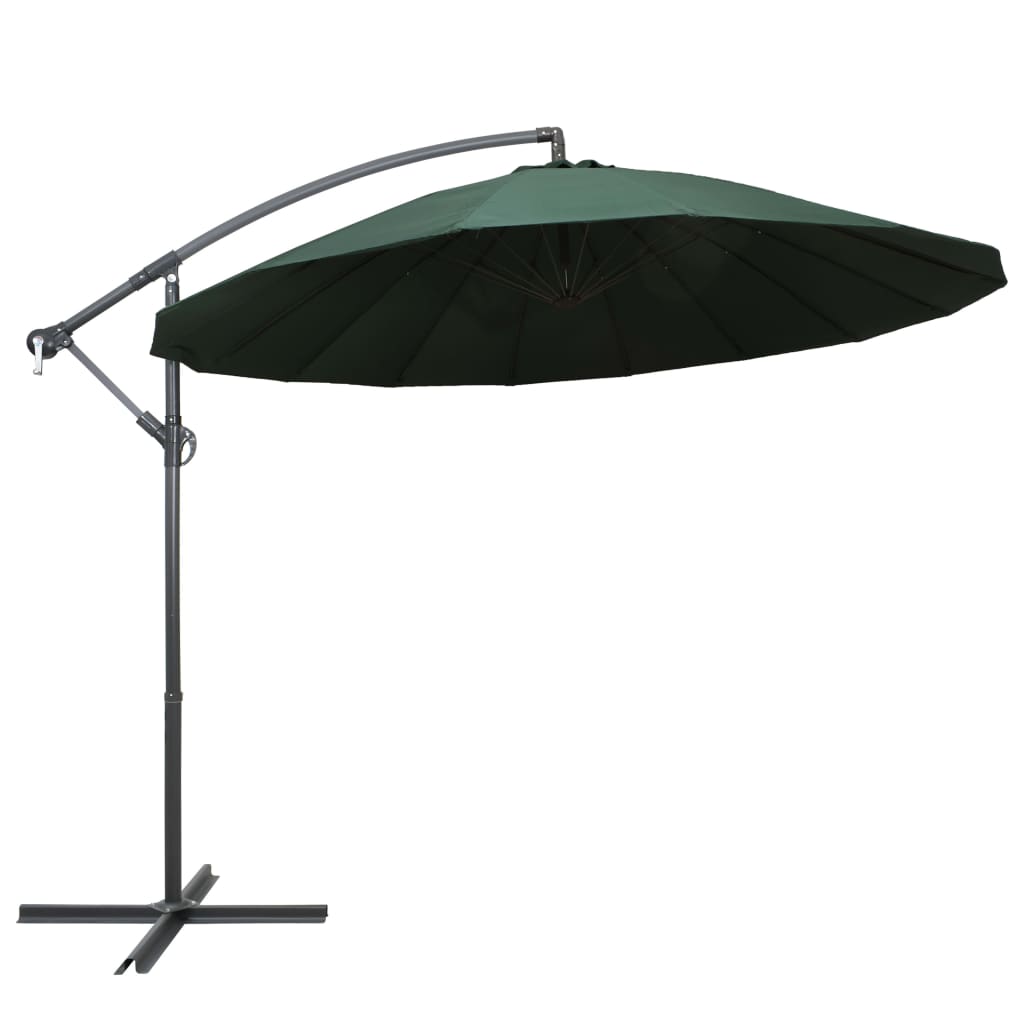 vidaXL Hanging Garden Parasol Green 3 m Aluminium Pole 1
