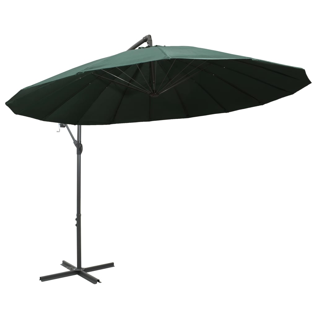 vidaXL Hanging Garden Parasol Green 3 m Aluminium Pole 2