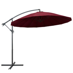 vidaXL Hanging Garden Parasol Burgundy 3 m Aluminium Pole 1