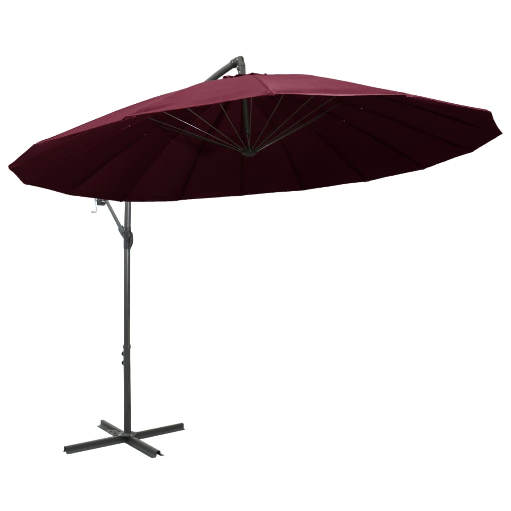 vidaXL Hanging Garden Parasol Burgundy 3 m Aluminium Pole 2
