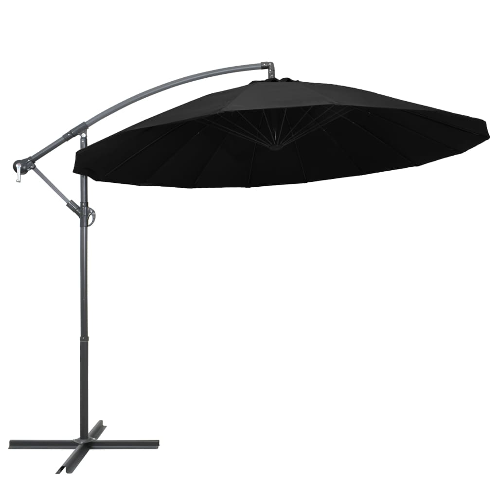 vidaXL Hanging Garden Parasol Black 3 m Aluminium Pole 1