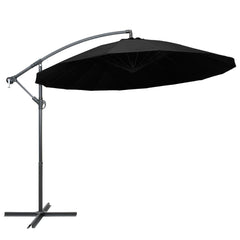 vidaXL Hanging Garden Parasol Black 3 m Aluminium Pole 1