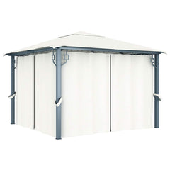 Gazebo with Curtain Aluminium Cream 300 x 300 cm