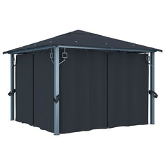 Gazebo with Curtain Aluminium Anthracite 300 x 300 cm