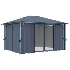 Gazebo with Curtain Aluminium Anthracite 400 x 300 cm