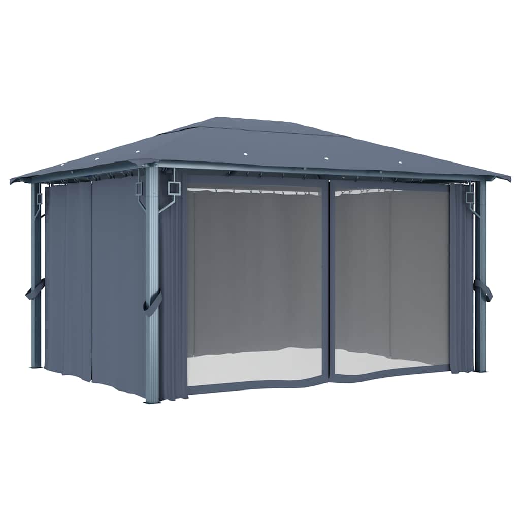 Gazebo with Curtain Aluminium Anthracite 400 x 300 cm