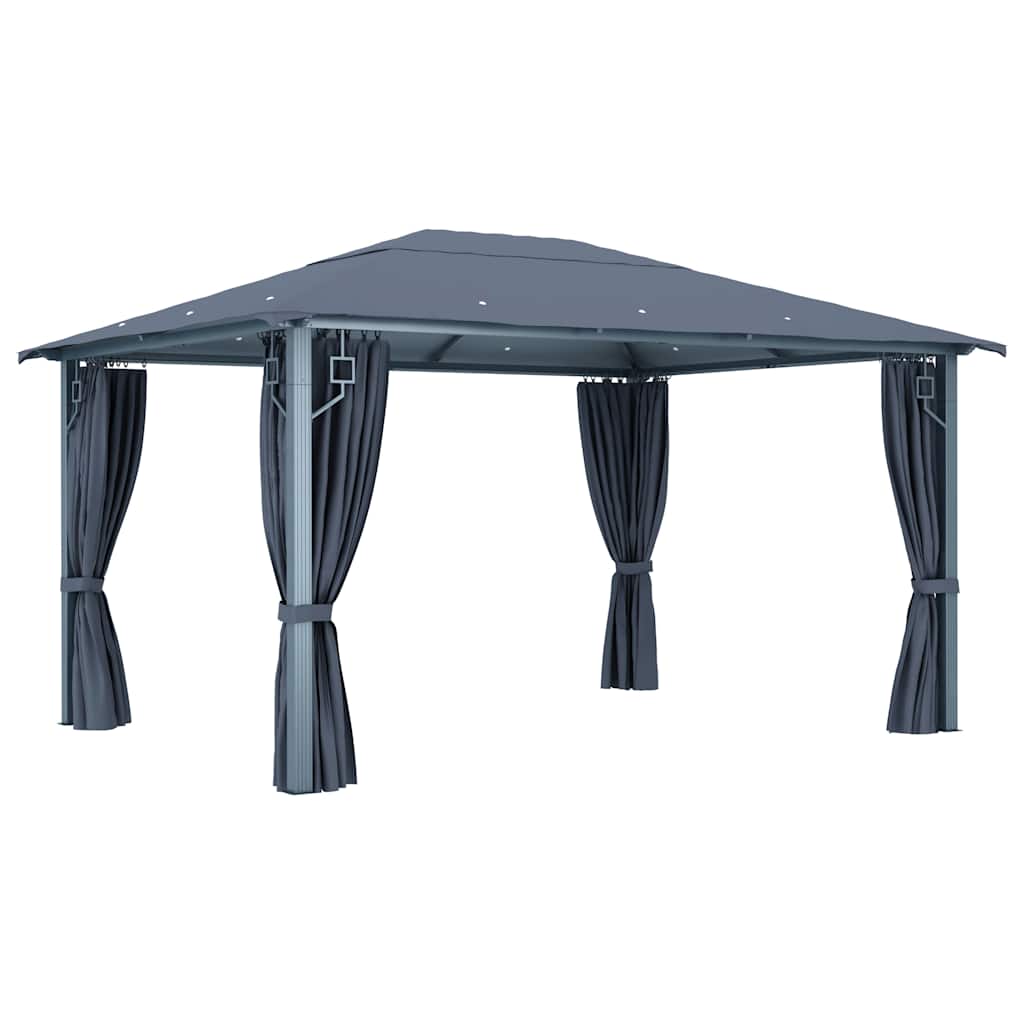 Gazebo with Curtain Aluminium Anthracite 400 x 300 cm