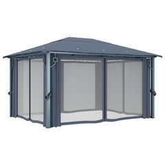Gazebo with Curtain Aluminium Anthracite 400 x 300 cm