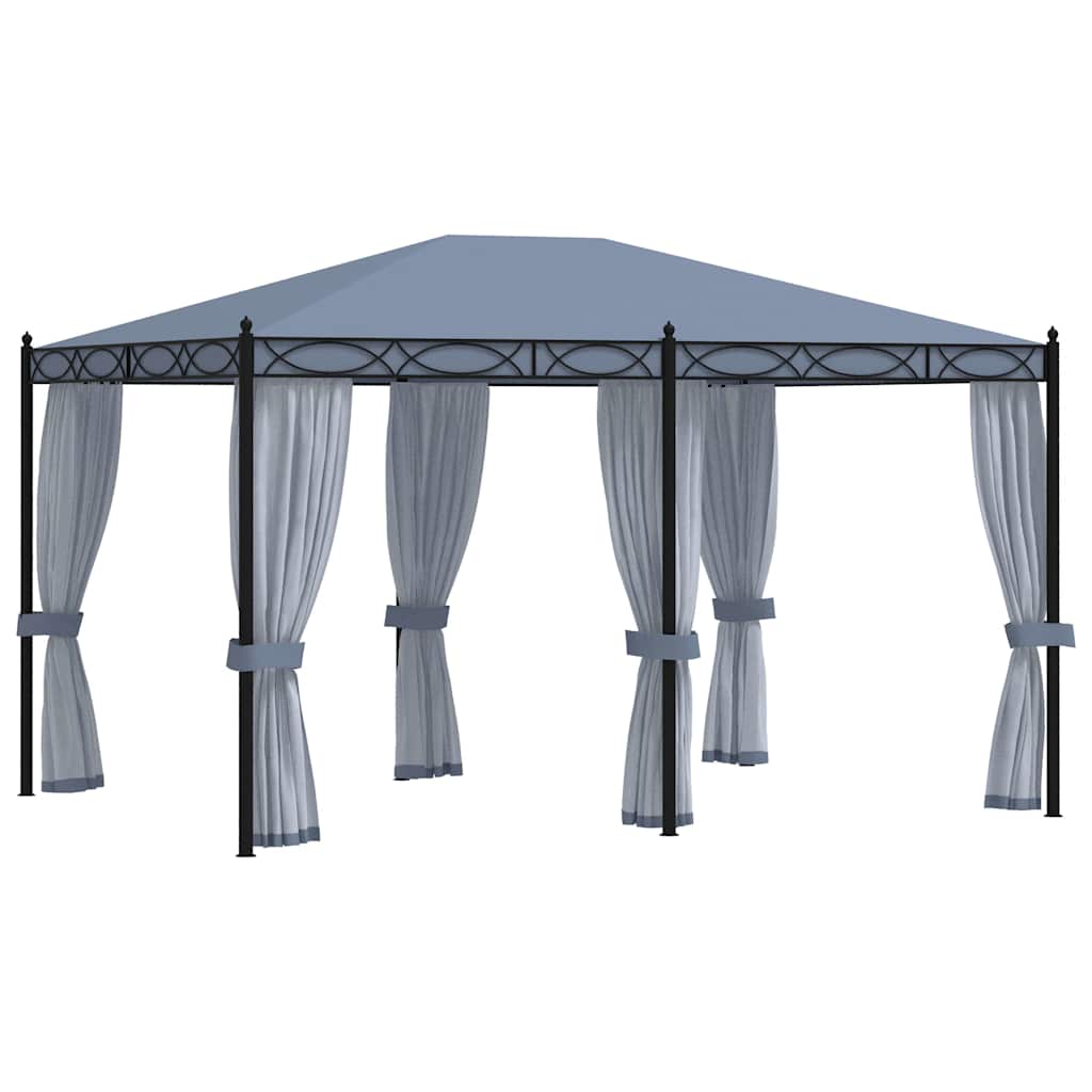 48057 vidaXL Gazebo with Mesh Screens 3x4 m Anthracite Steel 1