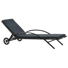 vidaXL Sun Lounger with Cushion & Wheels Poly Rattan Anthracite 1