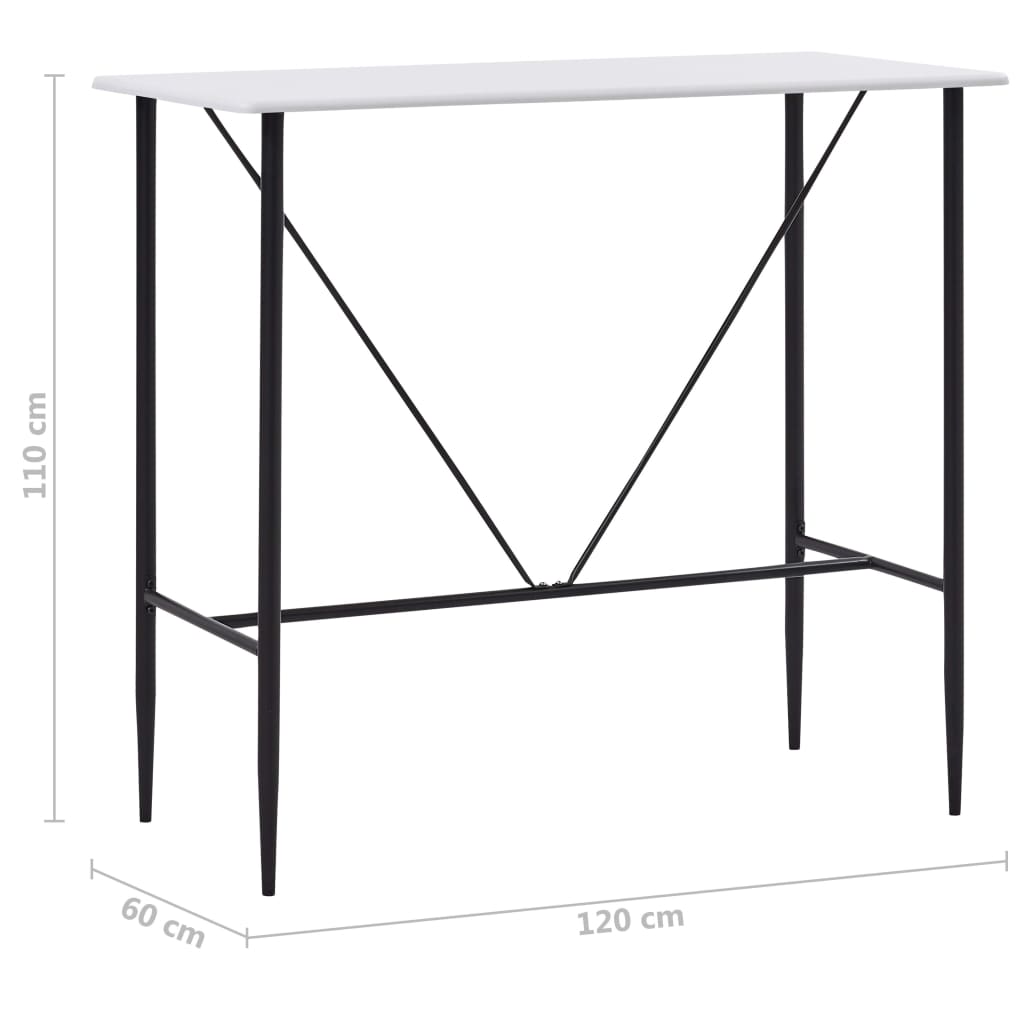 vidaXL Bar Table White 120x60x110 cm MDF 6