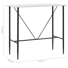 vidaXL Bar Table White 120x60x110 cm MDF 6
