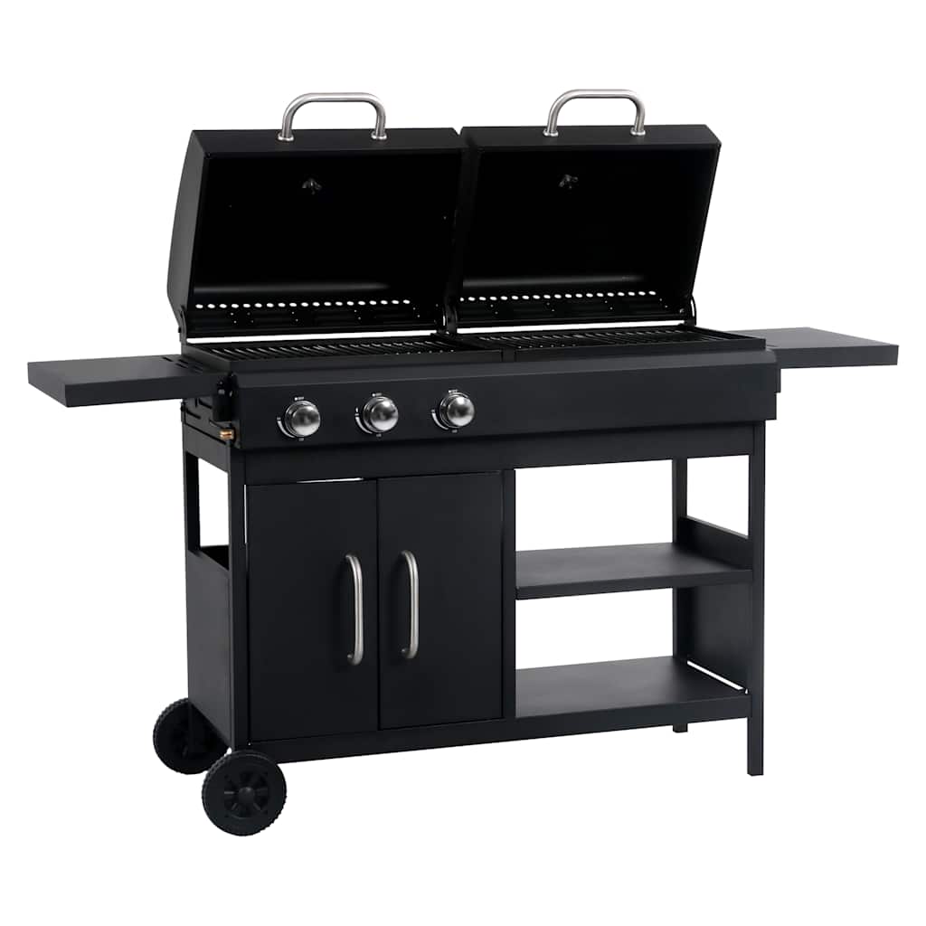 vidaXL Gas Charcoal Combo Grill with 3 Burners 2