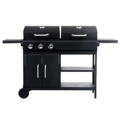 vidaXL Gas Charcoal Combo Grill with 3 Burners 3