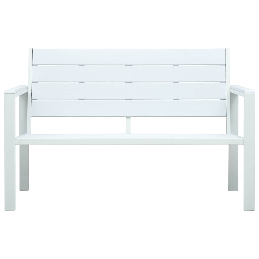 vidaXL Garden Bench 120 cm HDPE White Wood Look 2