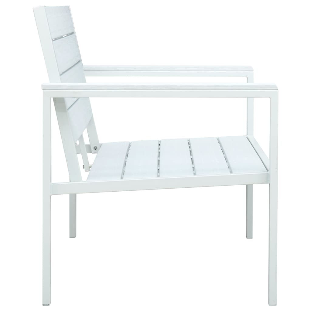 vidaXL Garden Bench 120 cm HDPE White Wood Look 3