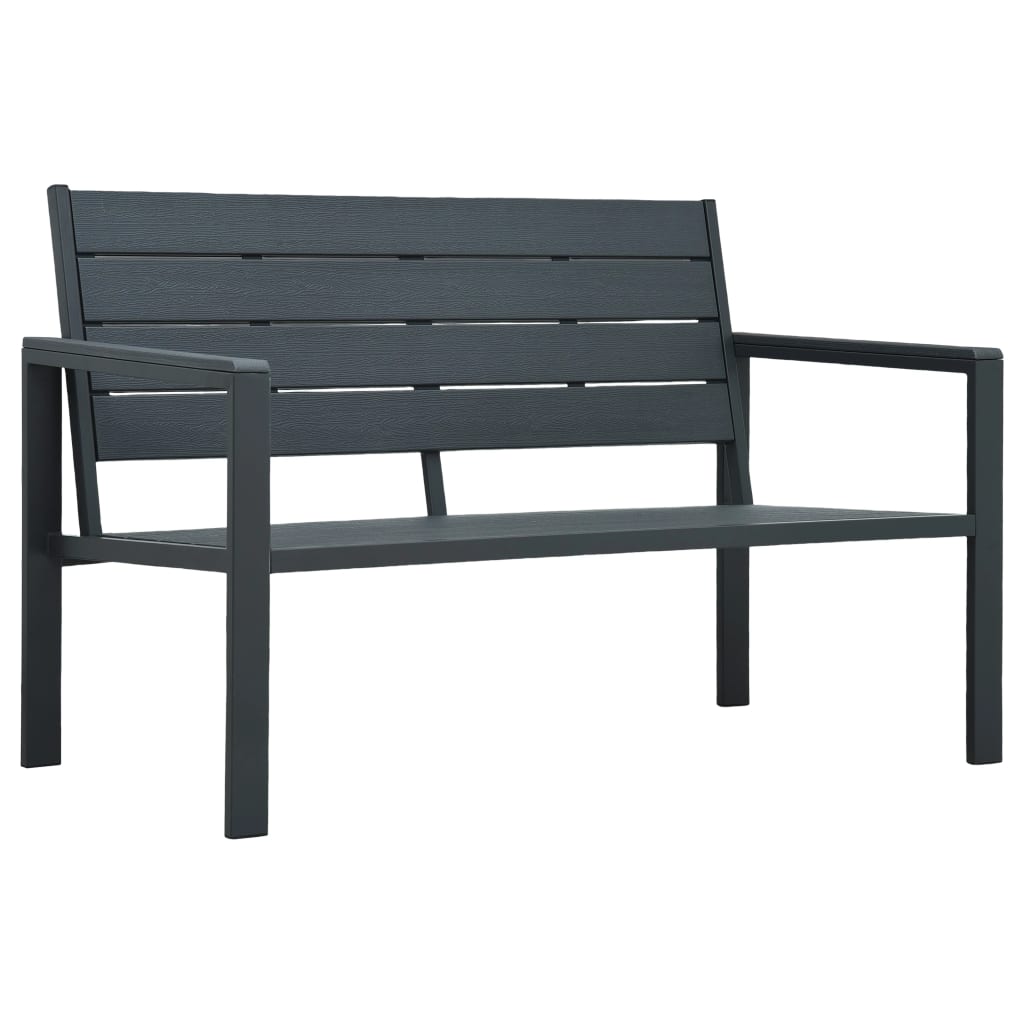 vidaXL Garden Bench 120 cm HDPE Grey Wood Look 1