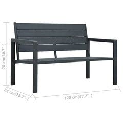 vidaXL Garden Bench 120 cm HDPE Grey Wood Look 6