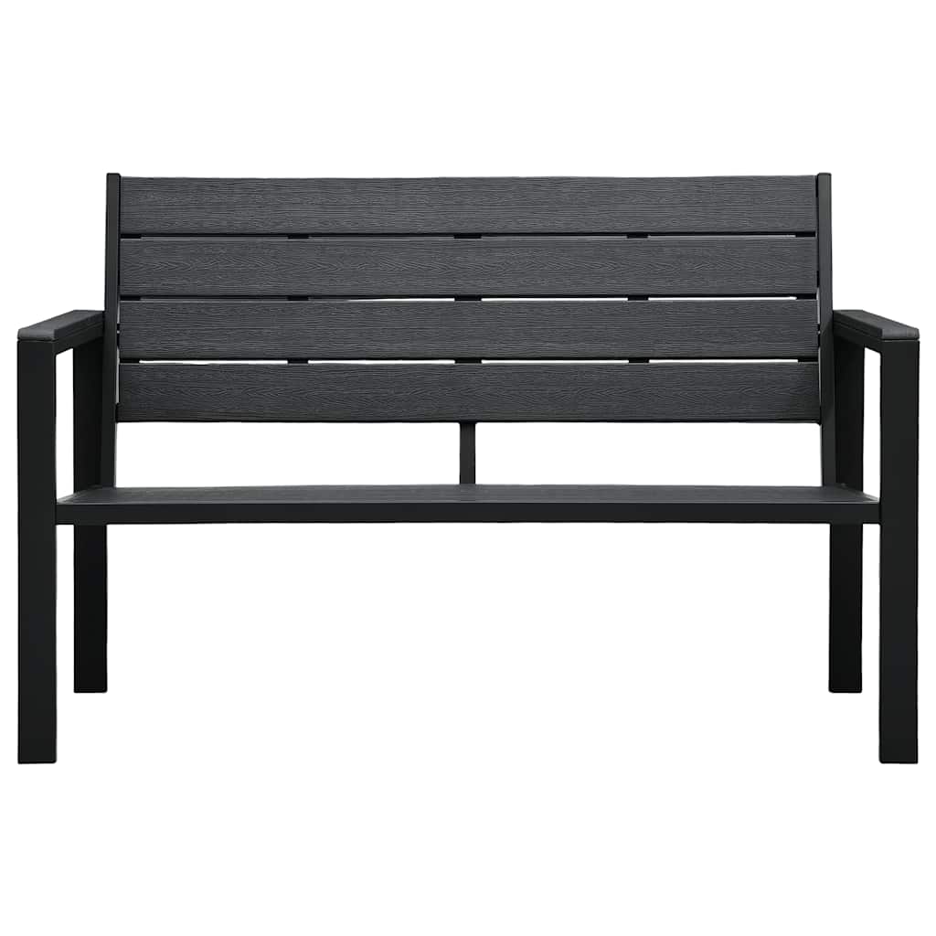 vidaXL Garden Bench 120 cm HDPE Black Wood Look 2