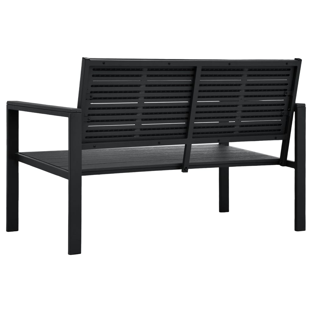 vidaXL Garden Bench 120 cm HDPE Black Wood Look 3