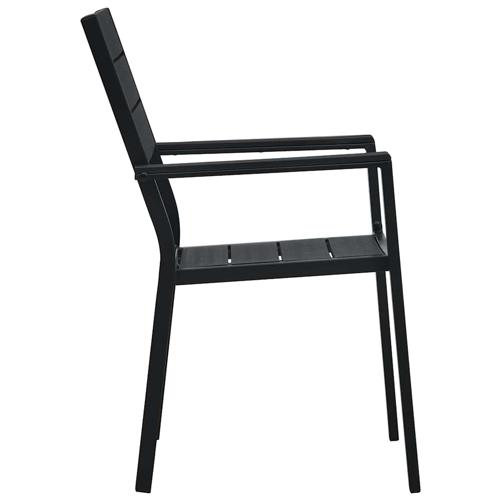 Garden Chairs HDPE Wood Look Black 2
