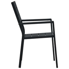 Garden Chairs HDPE Wood Look Black 2