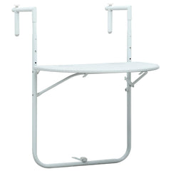 vidaXL Balcony Table | White | Plastic | Small |  Foldable  | Balcony Table 1