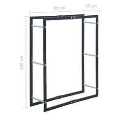 vidaXL Firewood Rack Black 80x25x100 cm Steel 6