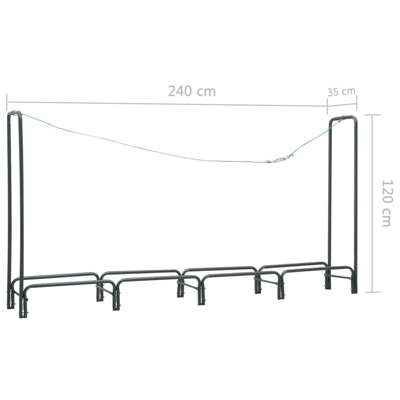 Firewood Rack Anthracite 240x35x120 cm Steel