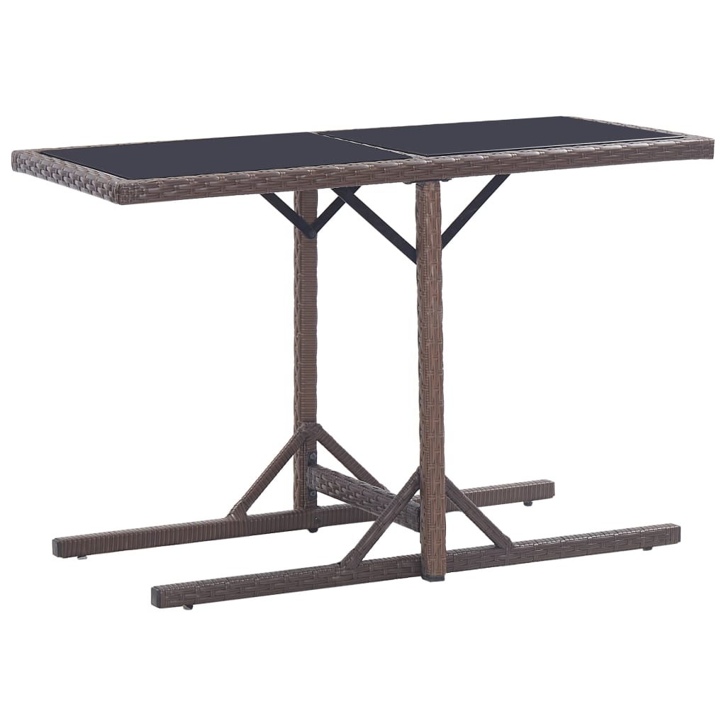 vidaXL Outdoor Table | Brown | Poly rattan, powder-coated steel, glass | Small 1
