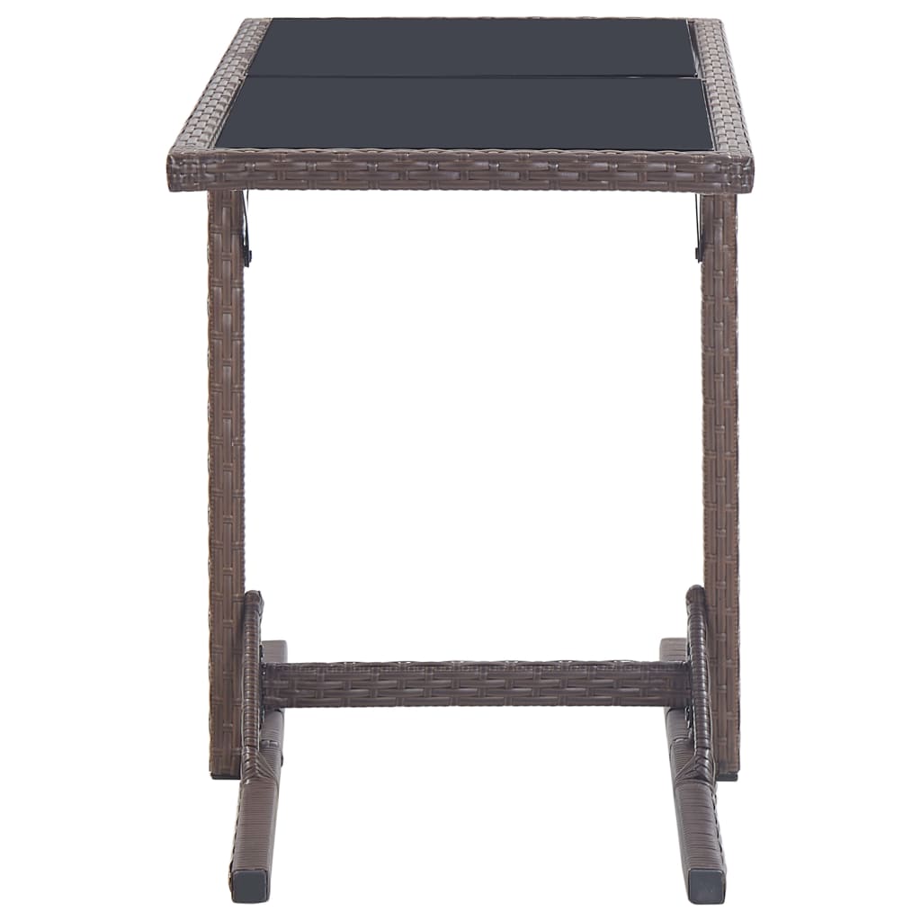 vidaXL Outdoor Table | Brown | Poly rattan, powder-coated steel, glass | Small 3