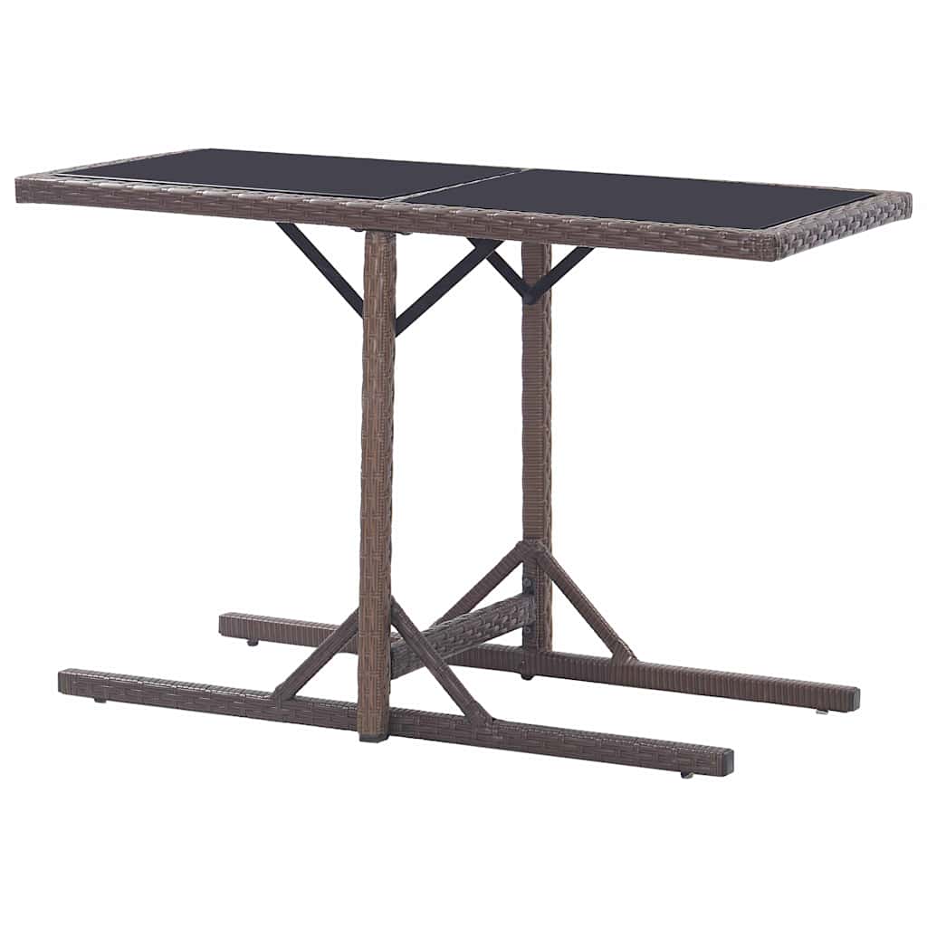 vidaXL Outdoor Table | Brown | Poly rattan, powder-coated steel, glass | Small 4