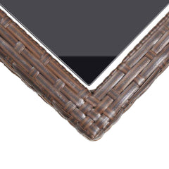 vidaXL Outdoor Table | Brown | Poly rattan, powder-coated steel, glass | Small 5